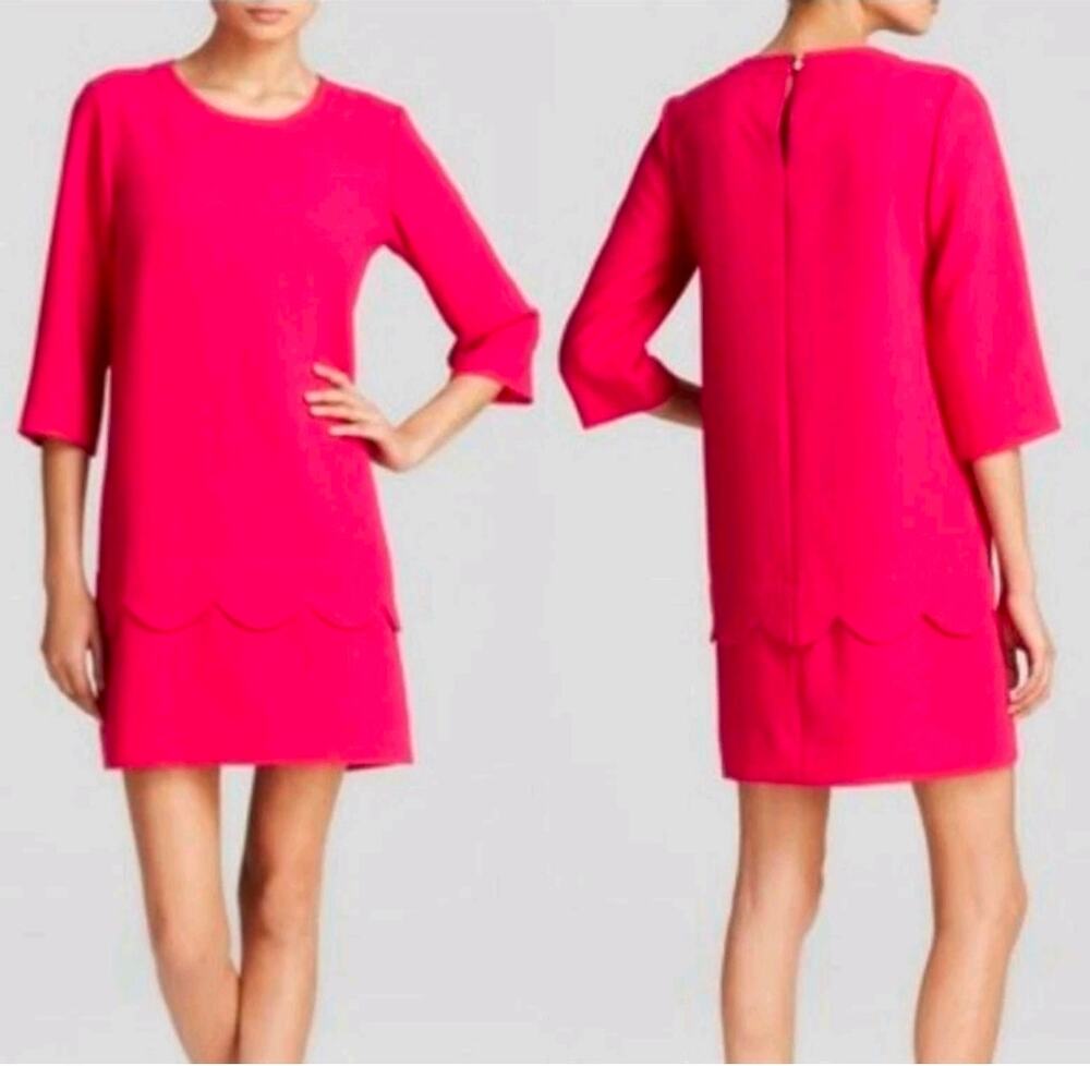 Kate Spade Pink Fancy Meeting You Sweetheart Scallop Demi Shift Dress Sz 12 $265